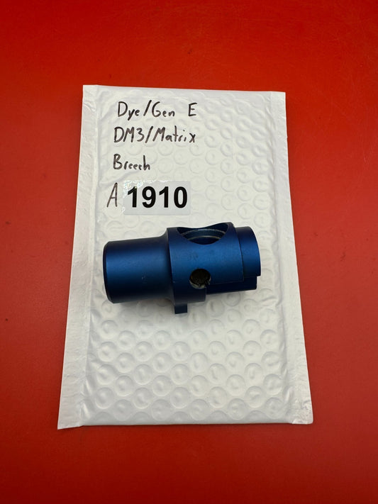 Dye/Gen  E DM3/Matrix  Breech - used paintball breech - blue anno