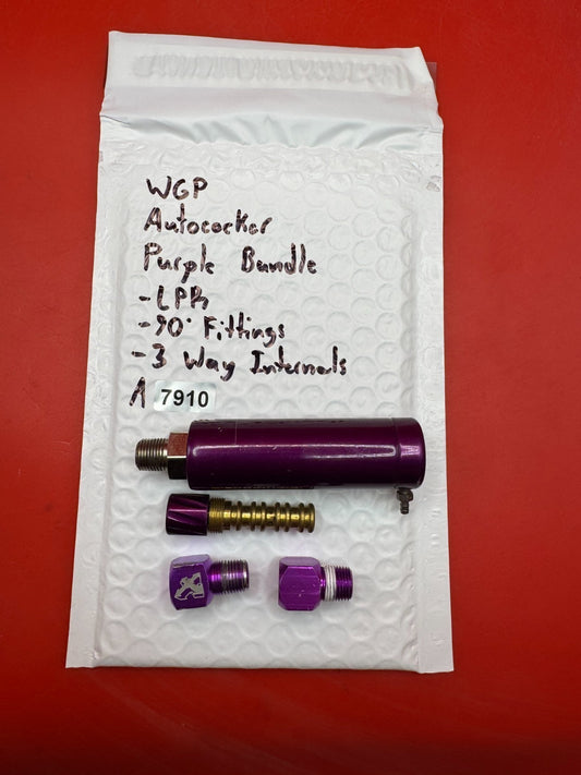 WGP Autococker Purple Bundle -LPR -90Â° Fittings -3 Way Internals