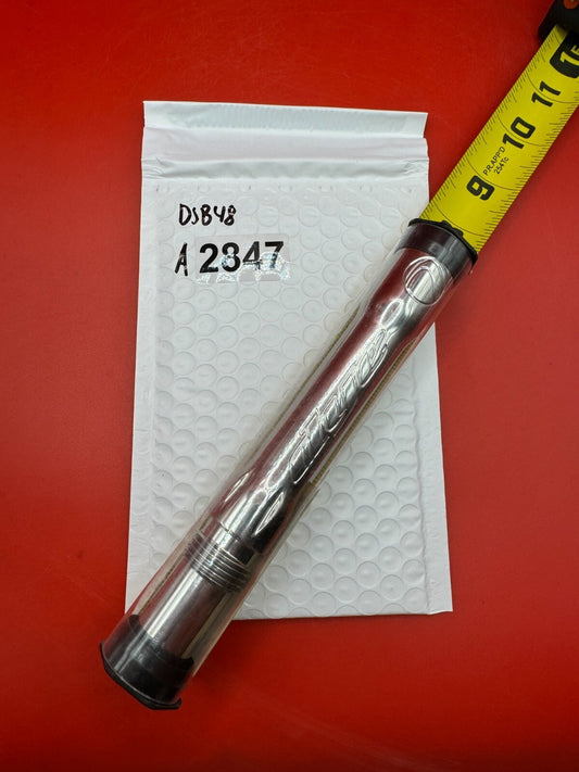 Dye SS Angel Threaded .688 Paintball Barrel Back - used paintball barrel back - red anno / silver chrome