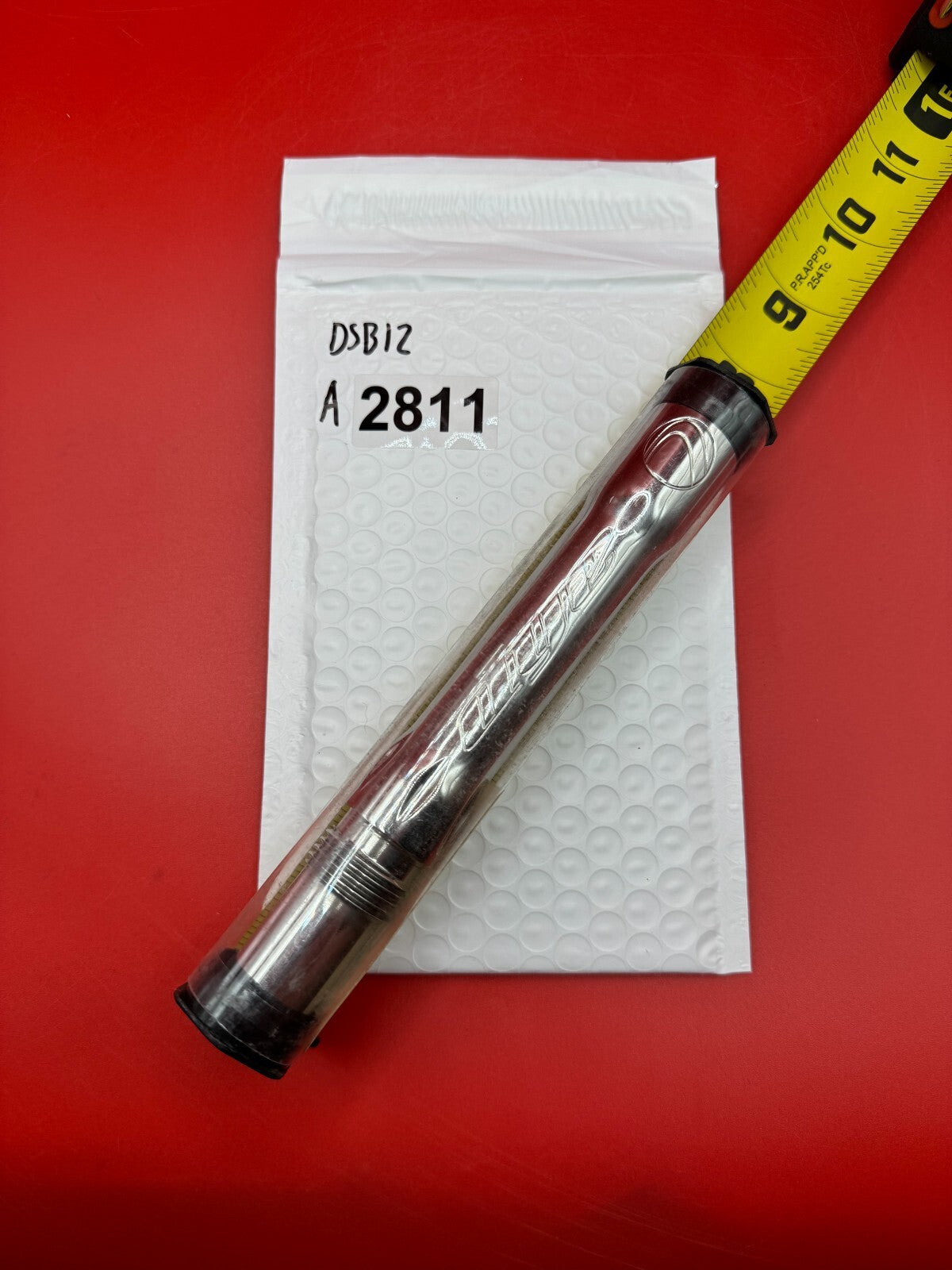 Dye SS Angel Threaded .688 Paintball Barrel Back - used paintball barrel back - silver/red anno