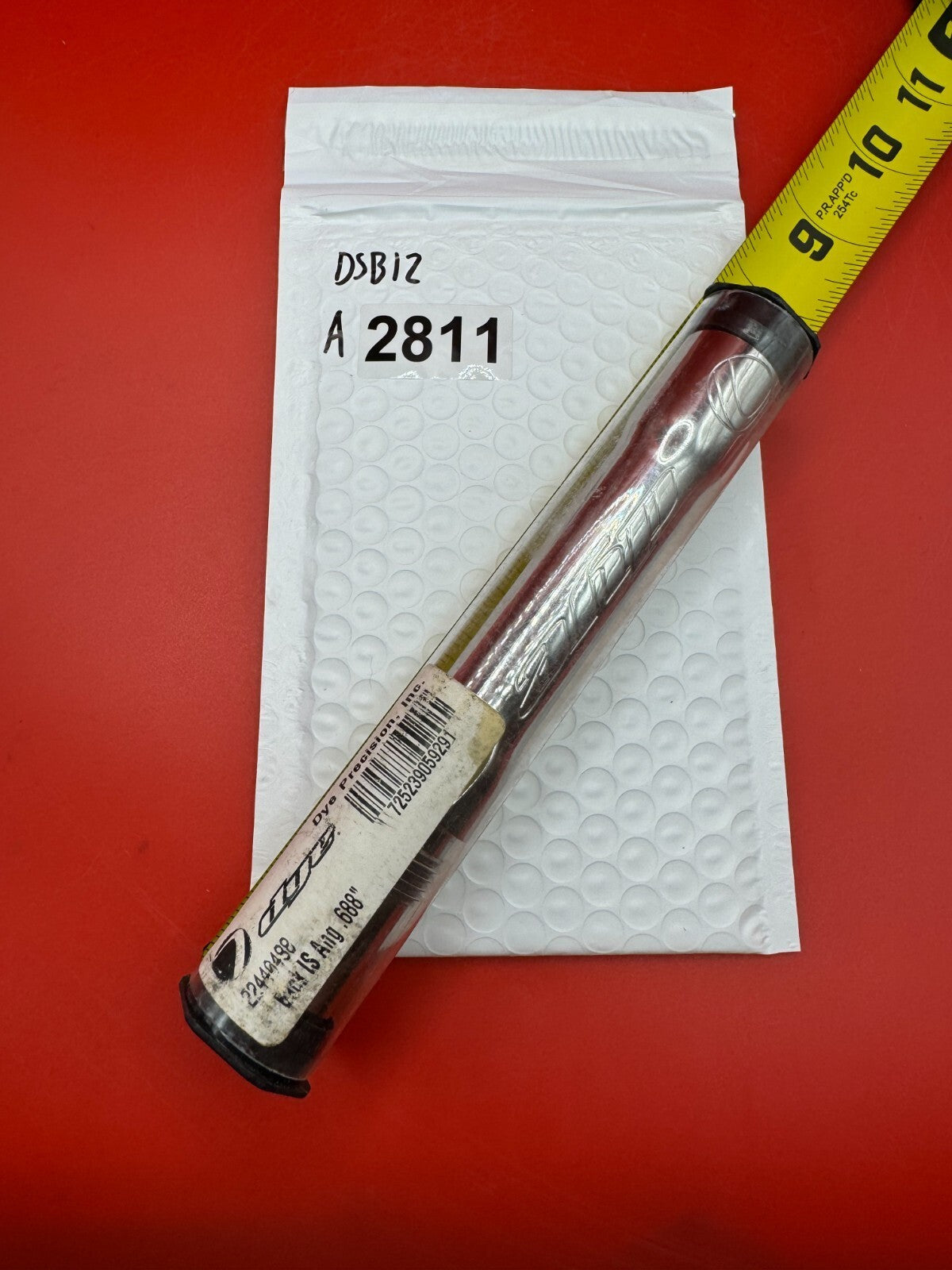 Dye SS Angel Threaded .688 Paintball Barrel Back - used paintball barrel back - silver/red anno