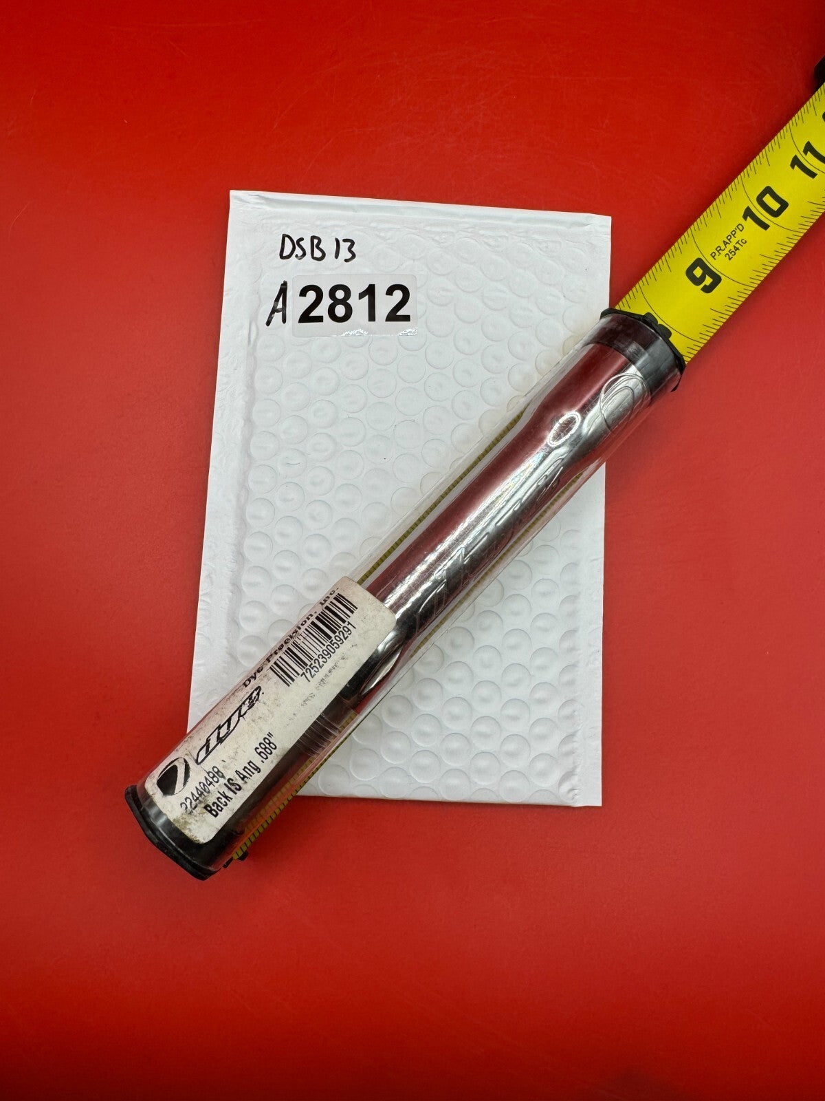 Dye SS Angel Threaded .688 Paintball Barrel Back - used paintball barrel back - red anno/chrome