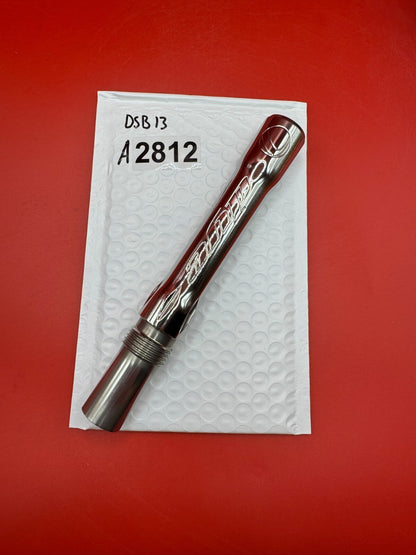Dye SS Angel Threaded .688 Paintball Barrel Back - used paintball barrel back - red anno/chrome