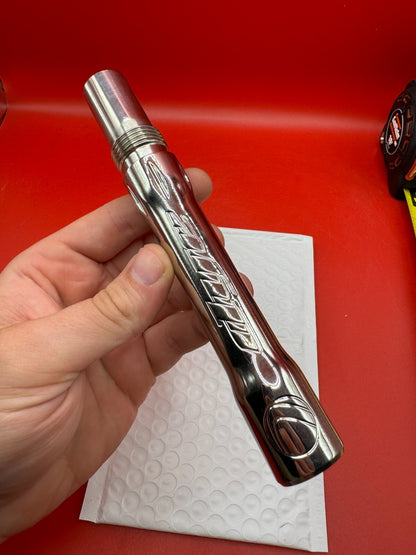 Dye SS Angel Threaded .688 Paintball Barrel Back - used paintball barrel back - silver/red anno