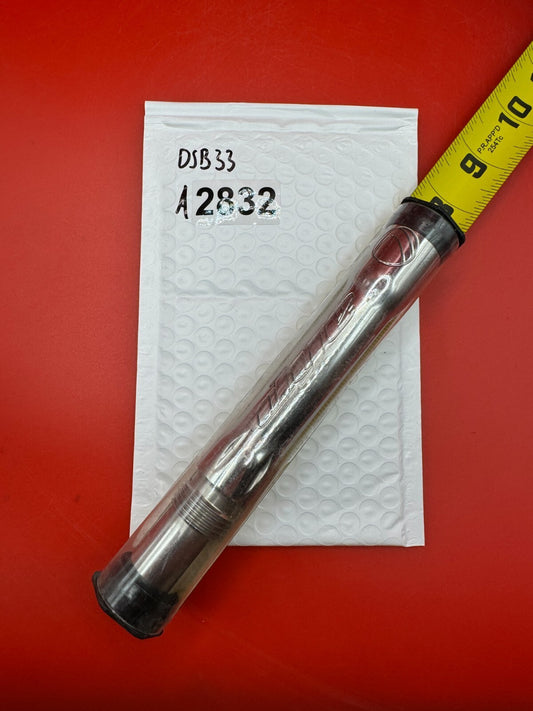 Dye SS Angel Threaded .688 Paintball Barrel Back - used paintball barrel back - silver/red anno