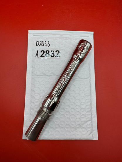 Dye SS Angel Threaded .688 Paintball Barrel Back - used paintball barrel back - silver/red anno