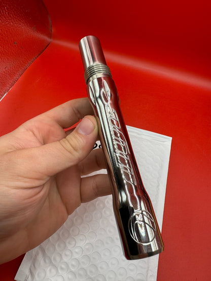 Dye SS Angel Threaded .688 Paintball Barrel Back - used paintball barrel back - silver/red anno