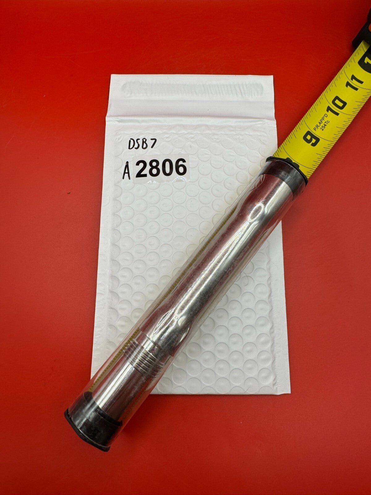 Dye SS Angel Threaded .688 Paintball Barrel Back - used paintball barrel back - silver/red anno