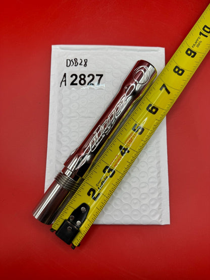 Dye SS Angel Threaded .688 Paintball Barrel Back - used paintball barrel back - red/silver