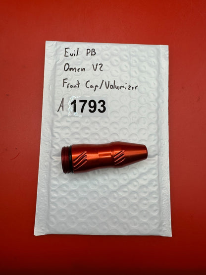 Evil PB Omen V2 Front Cap/Volumizer - used paintball front cap / volumizer - orange anno