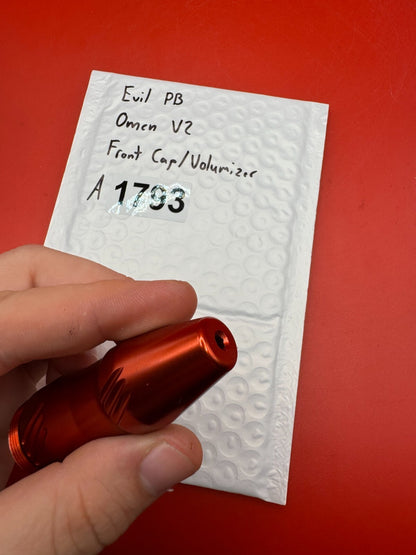 Evil PB Omen V2 Front Cap/Volumizer - used paintball front cap / volumizer - orange anno