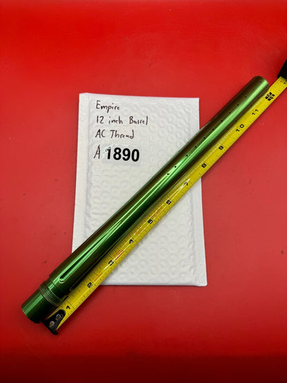 Empire 12 Inch Paintball Barrel AC Thread - used paintball barrel - green anno