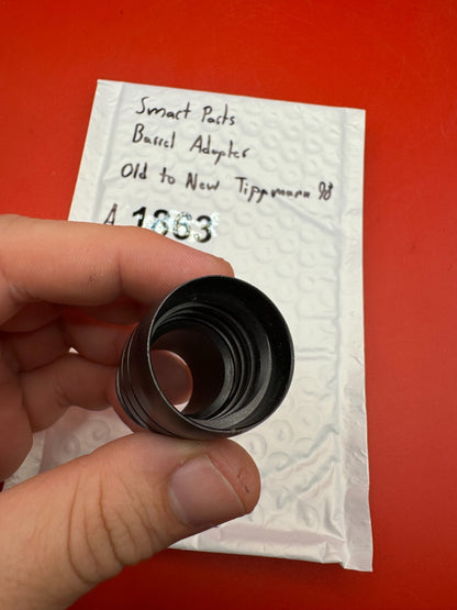 Smart Parts Paintball Barrel Adapter Old to New Tippmann 98 - used paintball barrel adapter - black