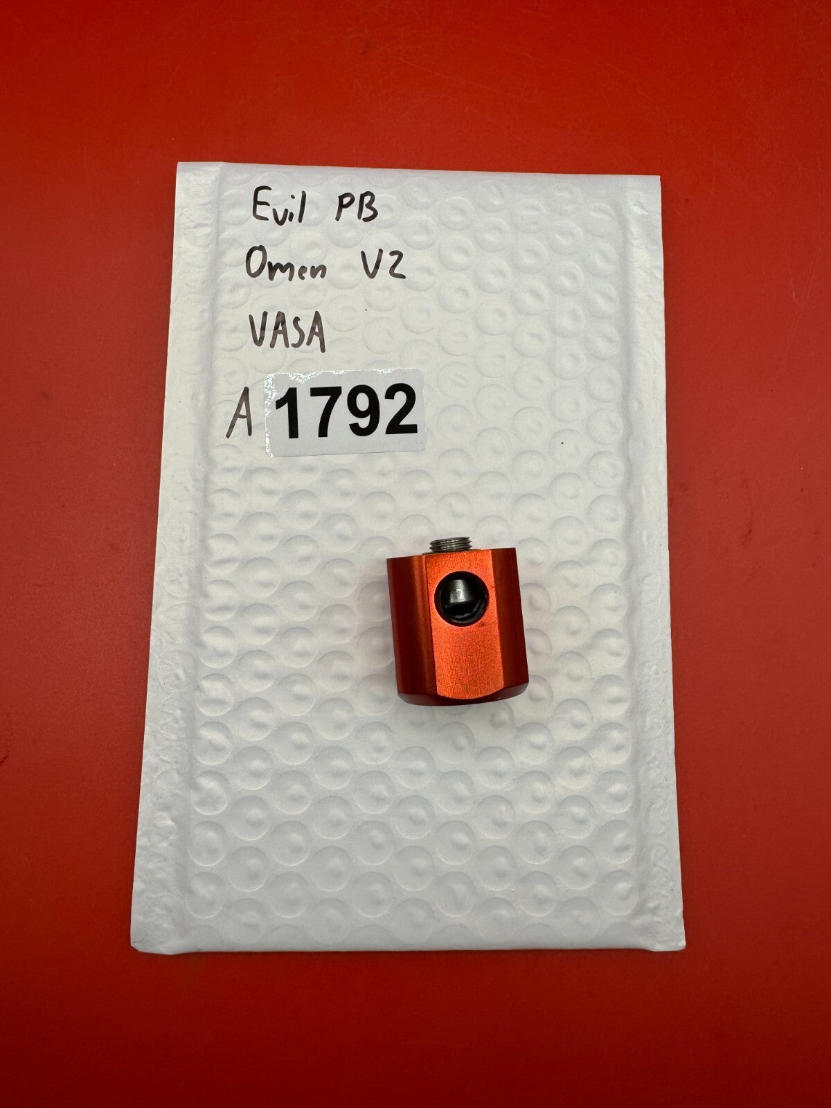 Evil PB Omen V2 VASA - used paintball velocity adjuster / screw assembly (vasa) - orange anno