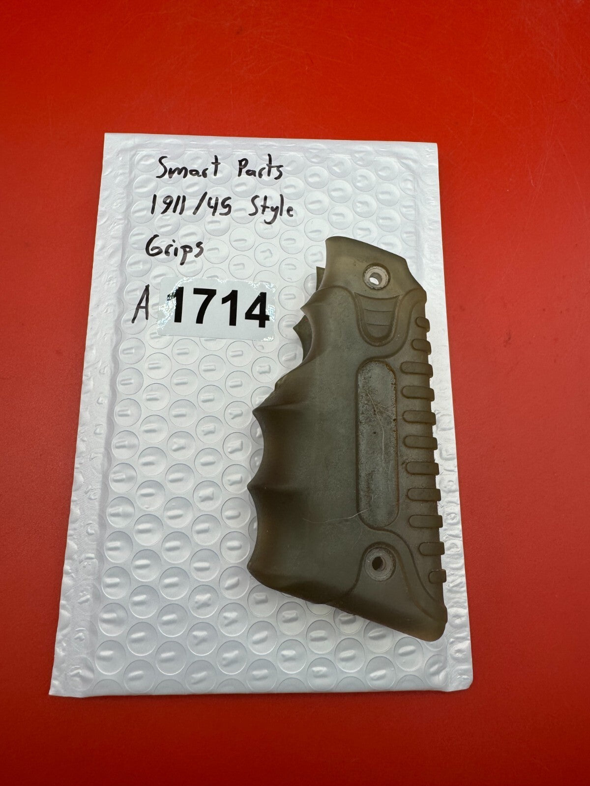 Smart Parts 1911/45 Style Grips - used paintball grip panels - olive drab / smoke