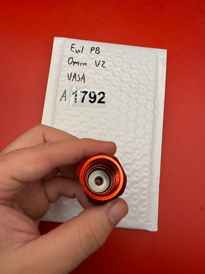 Evil PB Omen V2 VASA - used paintball velocity adjuster / screw assembly (vasa) - orange anno