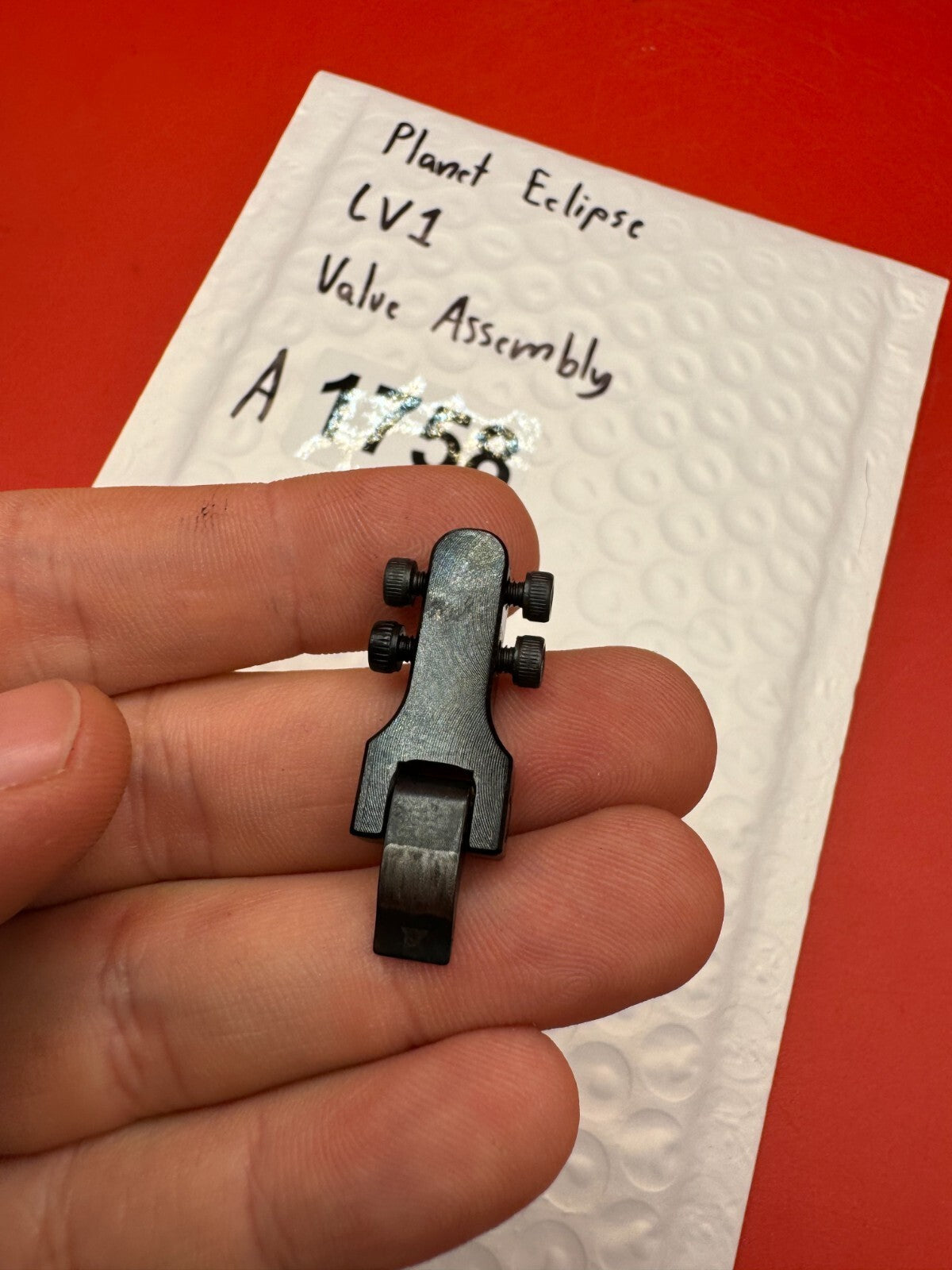Planet Eclipse LV1 Valve Assembly - used paintball valve assembly - black/silver