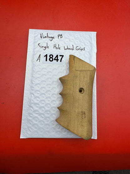 Vintage PB Single Hole Wood Grips - used paintball grip panel - natural wood (unfinished)