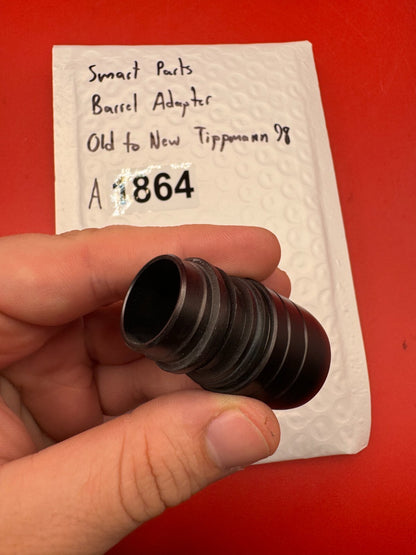 Smart Parts Paintball Barrel Adapter Old to New Tippmann 98 - used paintball barrel adapter - black