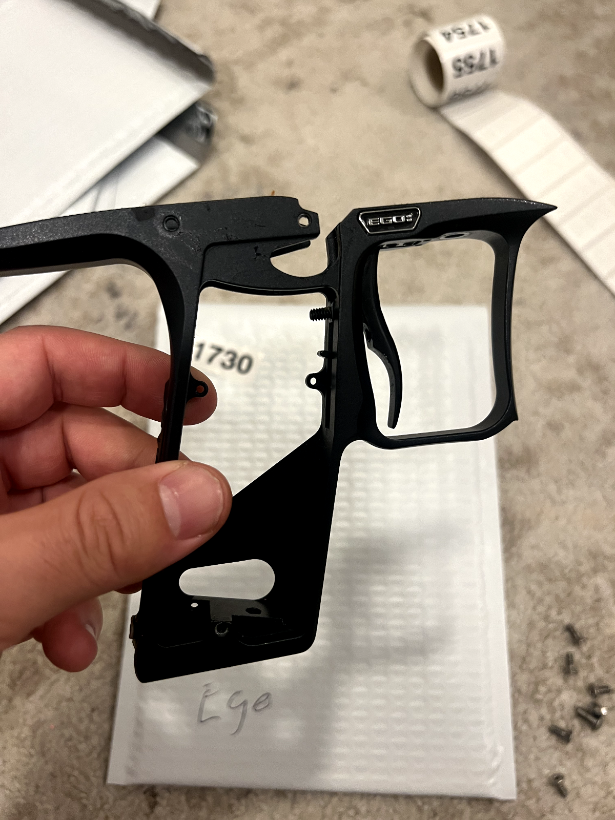 08 Planet Eclipse Ego Paintball Marker Frame - used paintball trigger frame - black