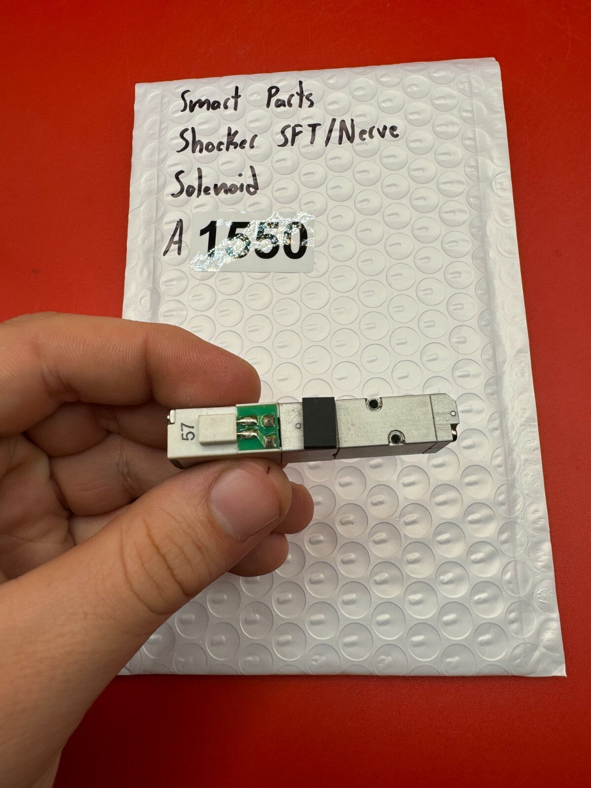 Smart Parts Shocker SFT/Nerve Solenoid - used paintball solenoid - silver