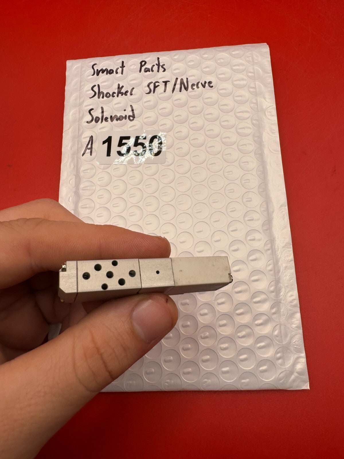 Smart Parts Shocker SFT/Nerve Solenoid - used paintball solenoid - silver