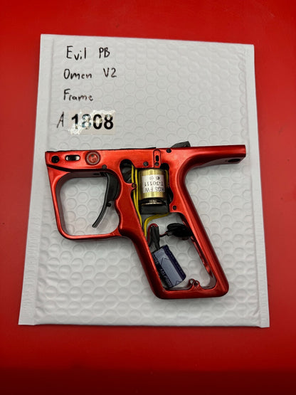 Evil PB Omen V2 Paintball Marker Frame - used paintball trigger frame - red anno