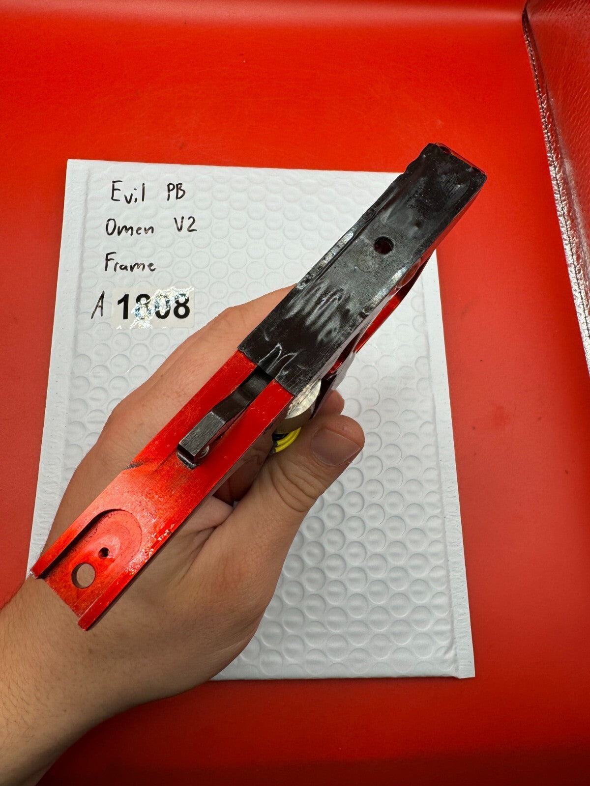 Evil PB Omen V2 Paintball Marker Frame - used paintball trigger frame - red anno