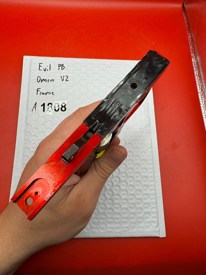 Evil PB Omen V2 Paintball Marker Frame - used paintball trigger frame - red anno