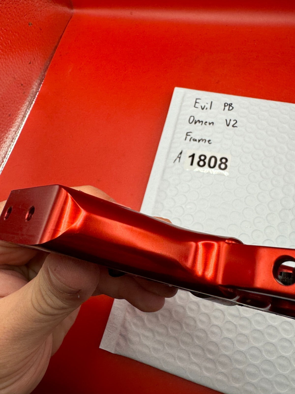 Evil PB Omen V2 Paintball Marker Frame - used paintball trigger frame - red anno