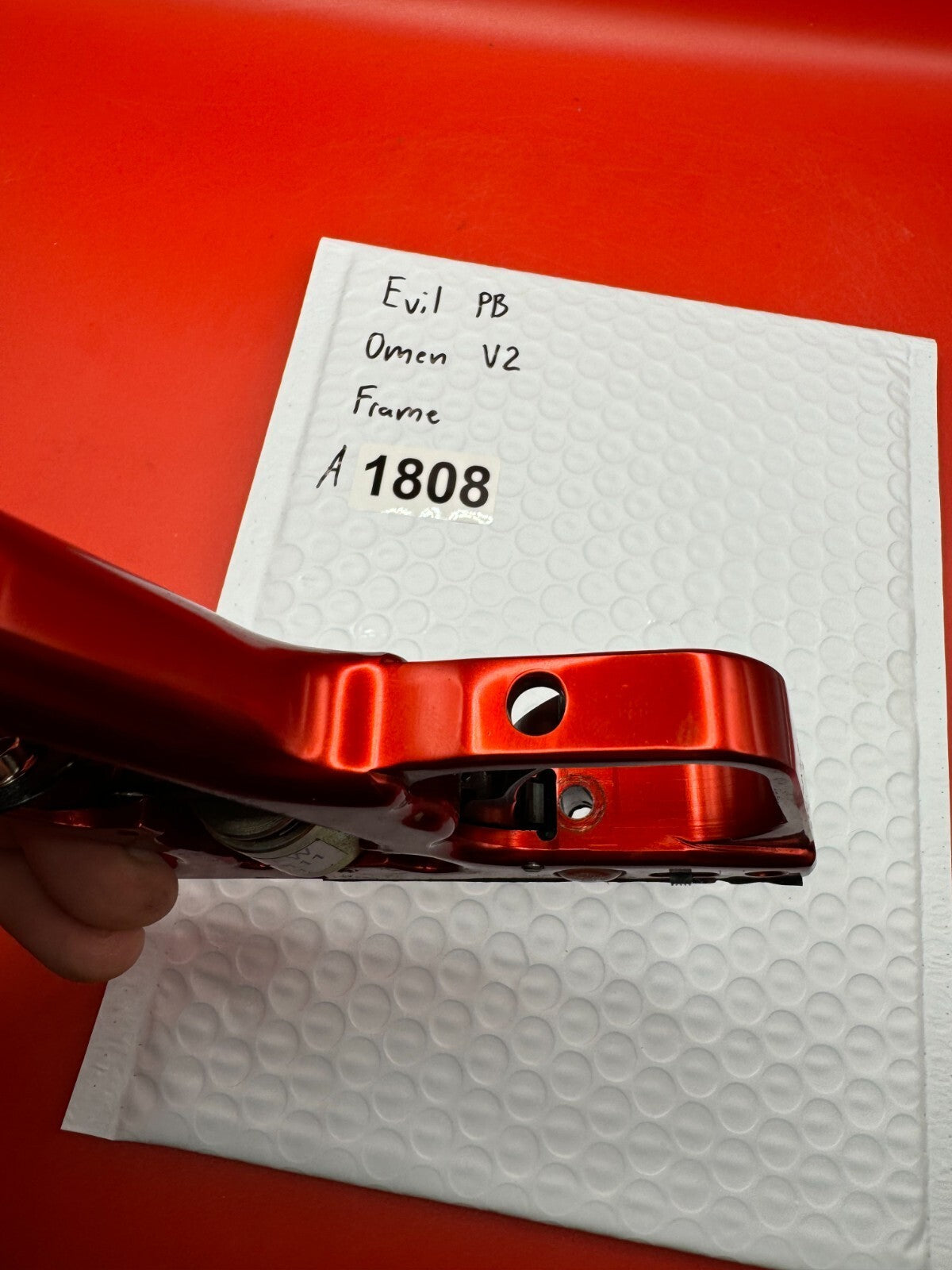 Evil PB Omen V2 Paintball Marker Frame - used paintball trigger frame - red anno