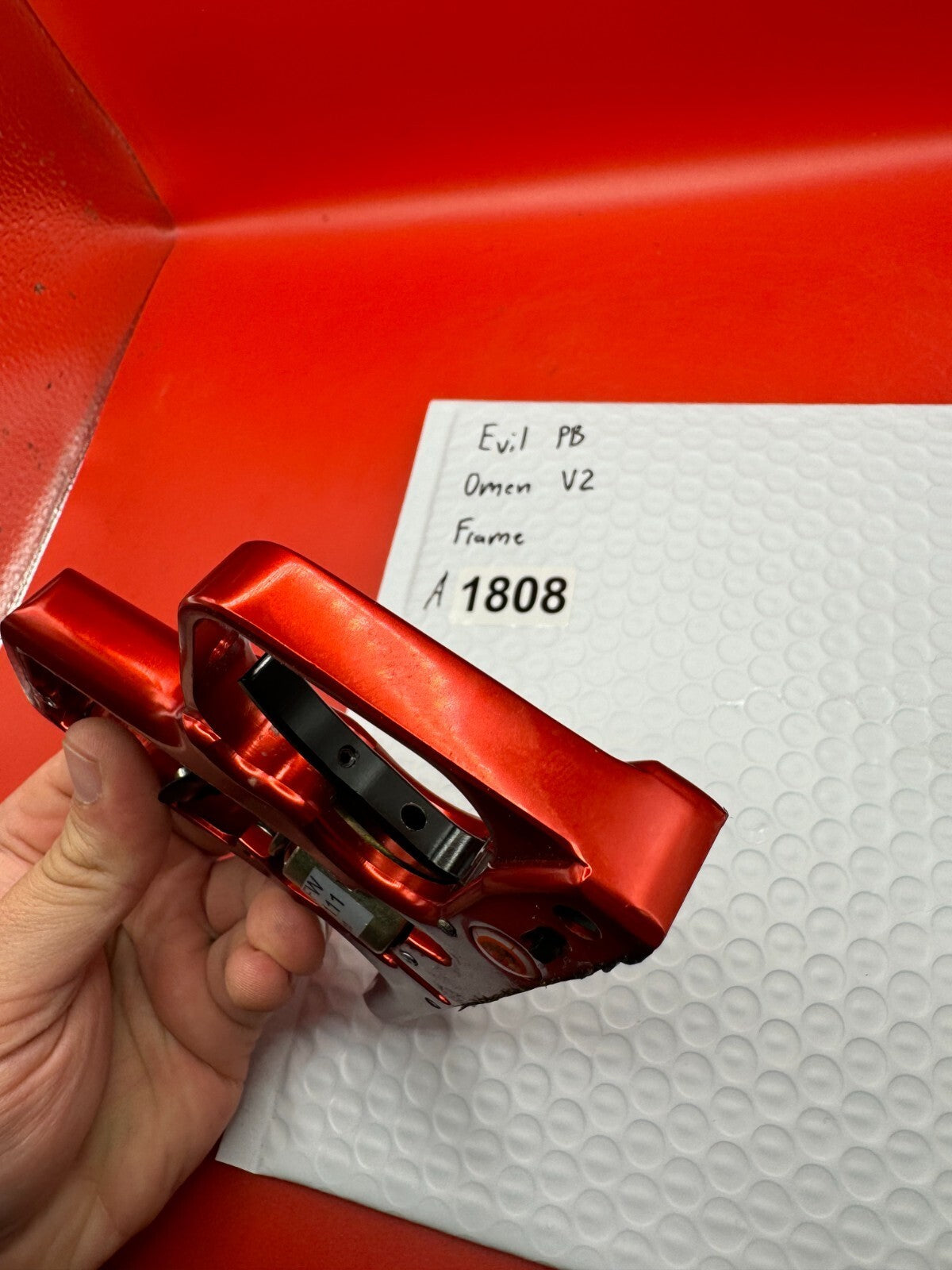 Evil PB Omen V2 Paintball Marker Frame - used paintball trigger frame - red anno