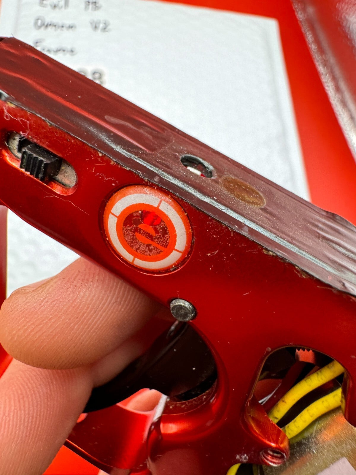 Evil PB Omen V2 Paintball Marker Frame - used paintball trigger frame - red anno