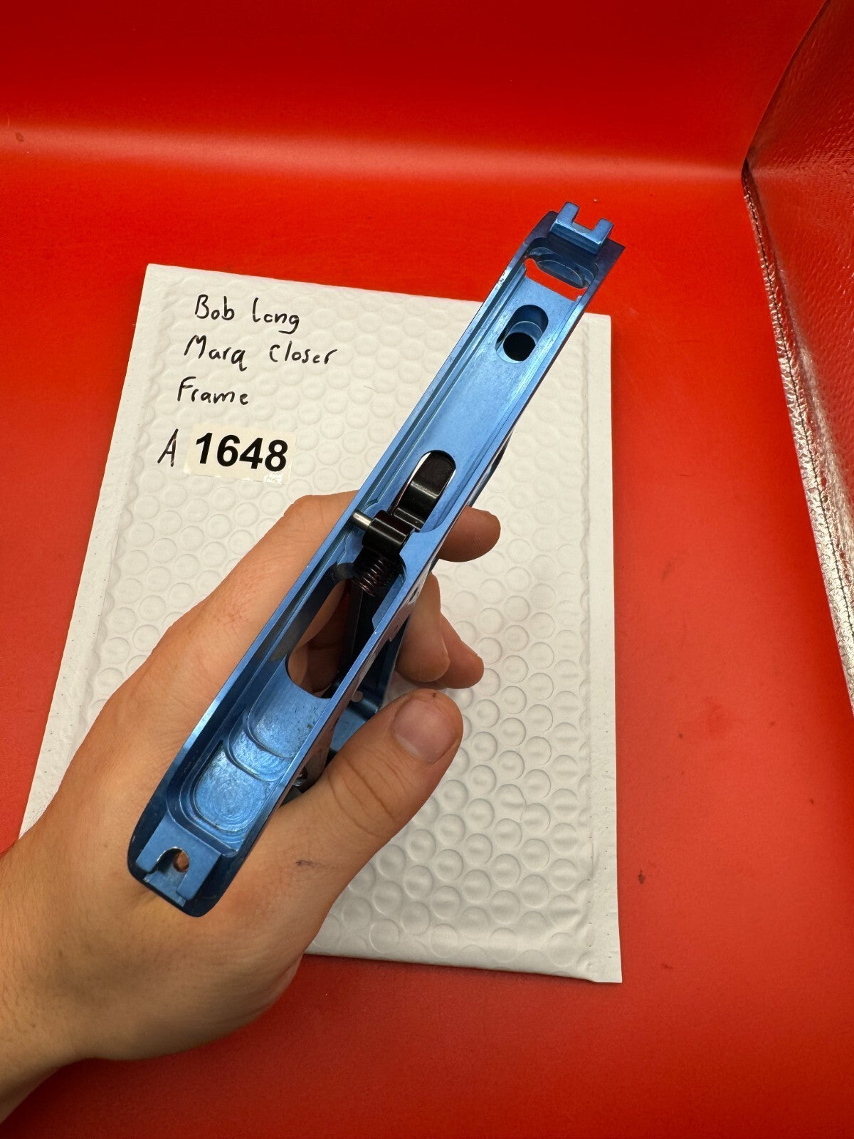 Bob Long Marq Closer Paintball Marker Frame - used paintball trigger frame - blue anno