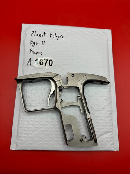 Planet Eclipse Ego II Paintball Marker Frame - used paintball trigger frame - silver/raw aluminum