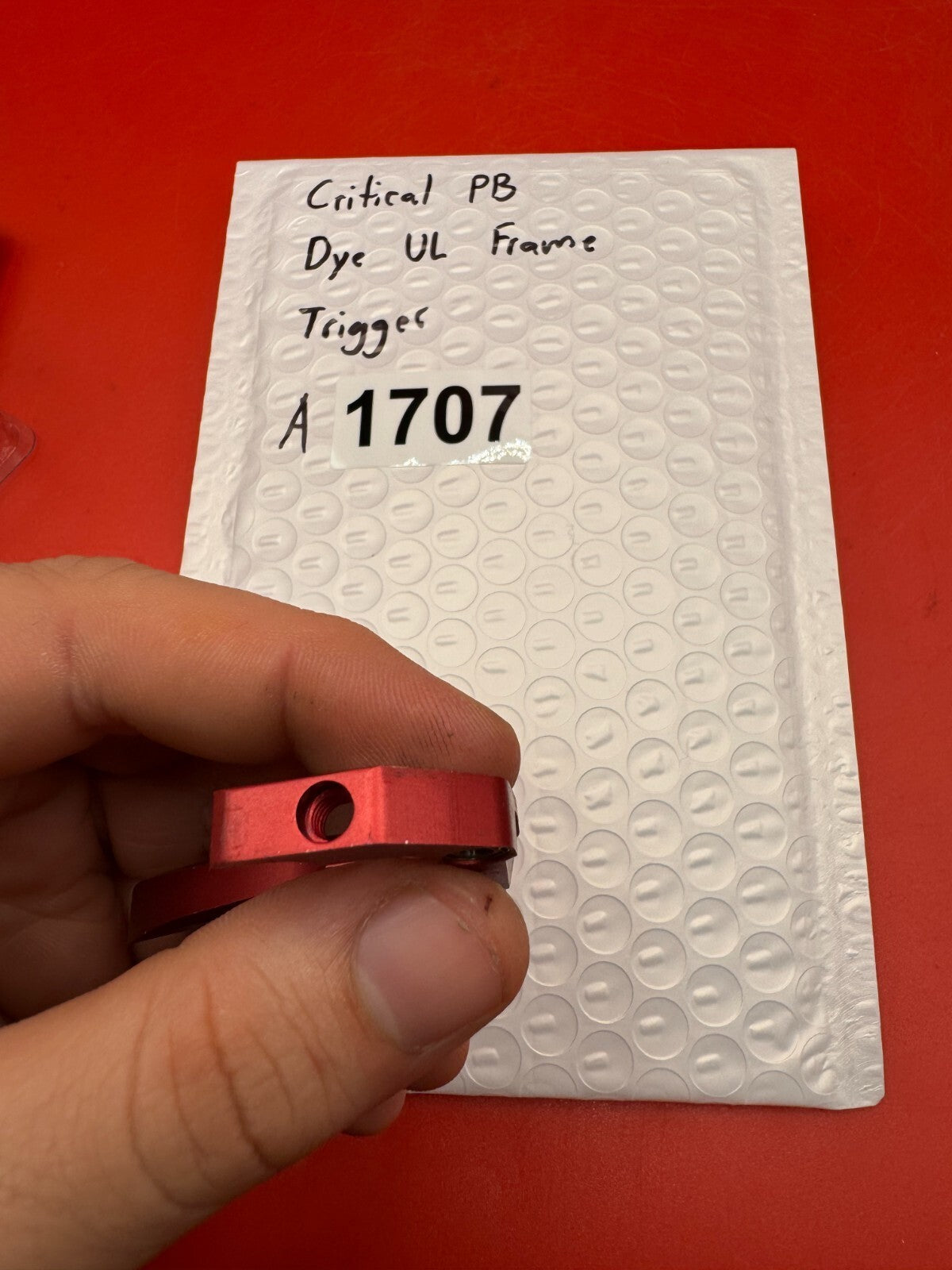 Critical PB Dye UL Frame Trigger - used paintball trigger - red anno