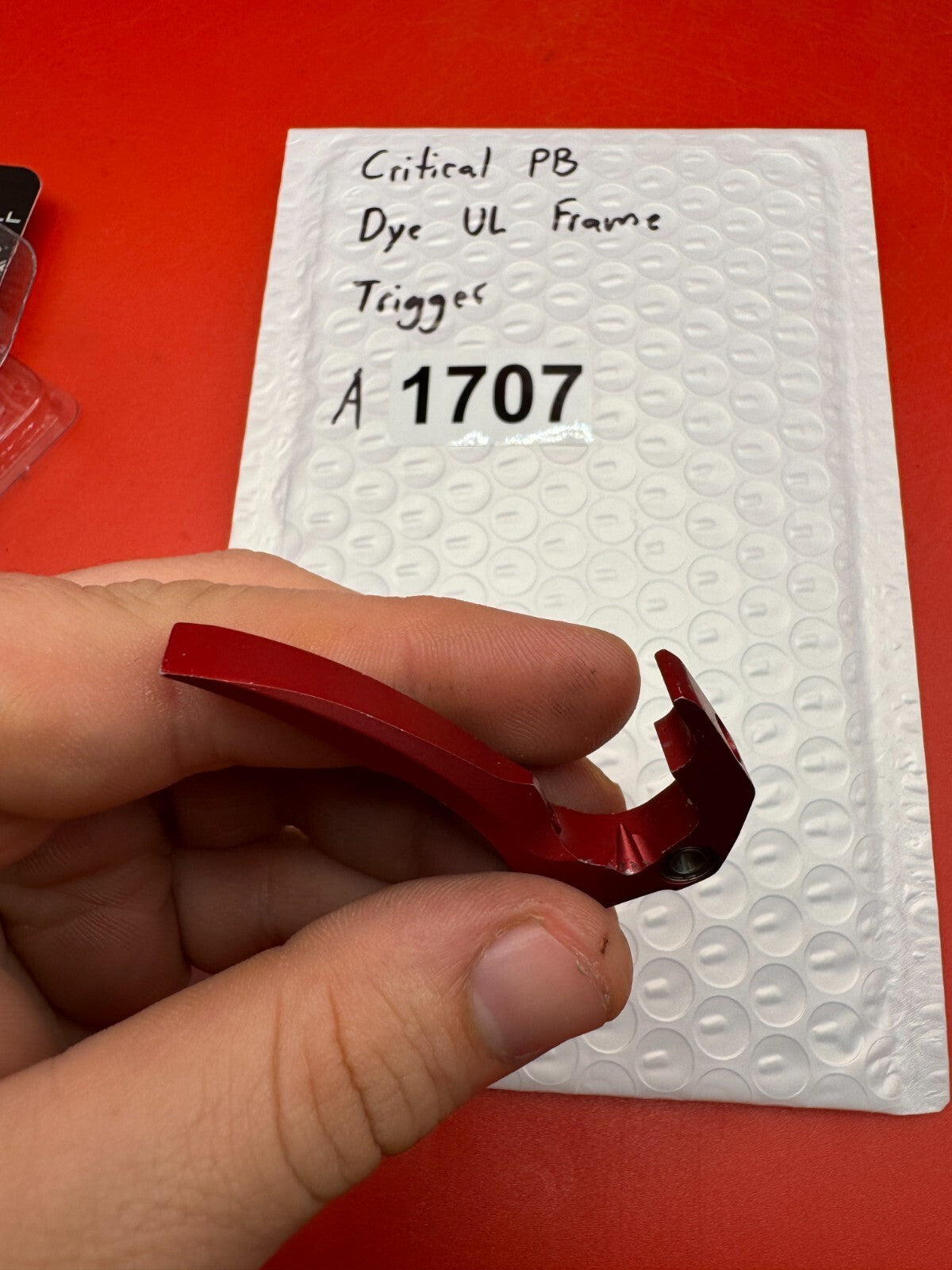 Critical PB Dye UL Frame Trigger - used paintball trigger - red anno