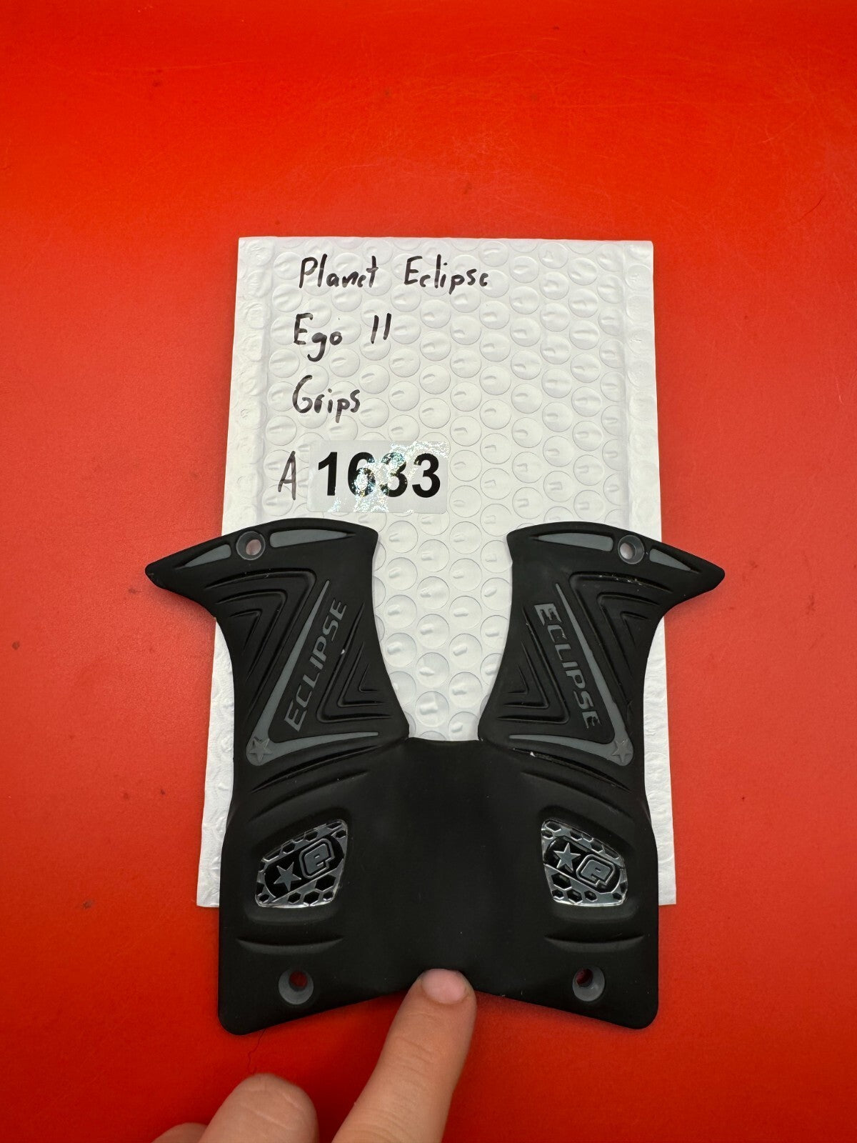 Planet Eclipse Ego 11 Grips - used paintball grip panels - black/gray