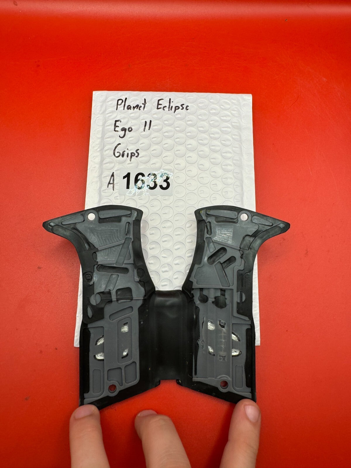 Planet Eclipse Ego 11 Grips - used paintball grip panels - black/gray