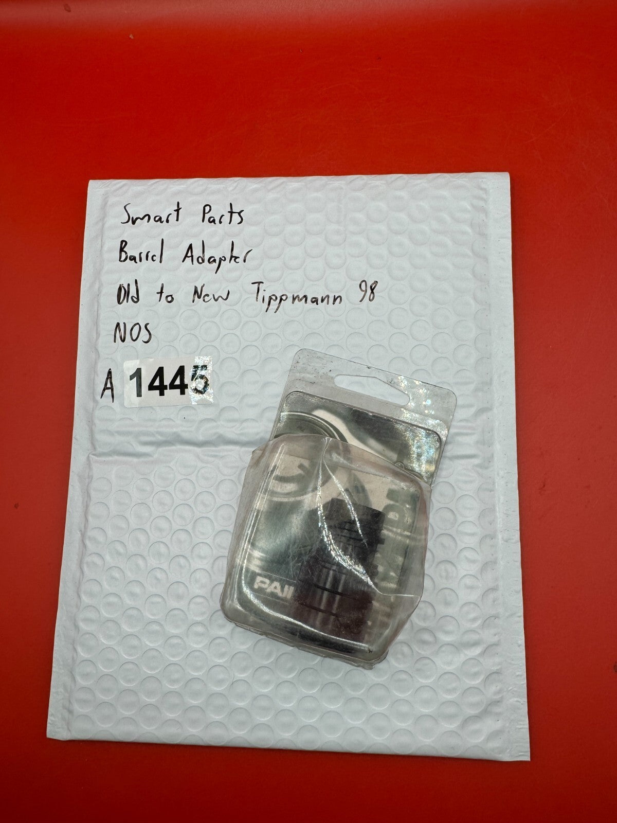 Smart Parts Barrel Adapter Old to New Tippmann 98 NOS - used paintball barrel adapter - black
