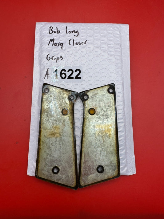 Bob Long Marq Closer Grips - used paintball grip panels - black/gold