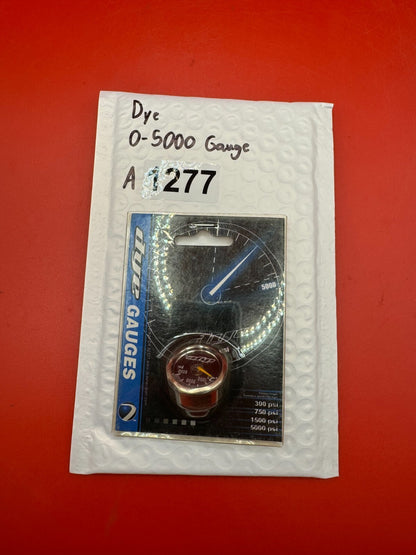 Dye 0-5000 Gauge NOS - used paintball pressure gauge - silver/red