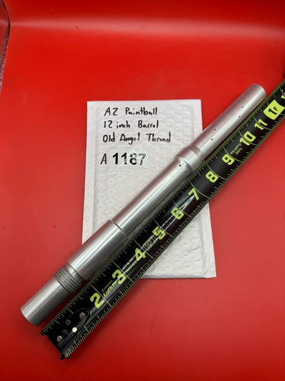 AZ Paintball 12 inch Barrel Old Angel Thread - used paintball barrel - silver