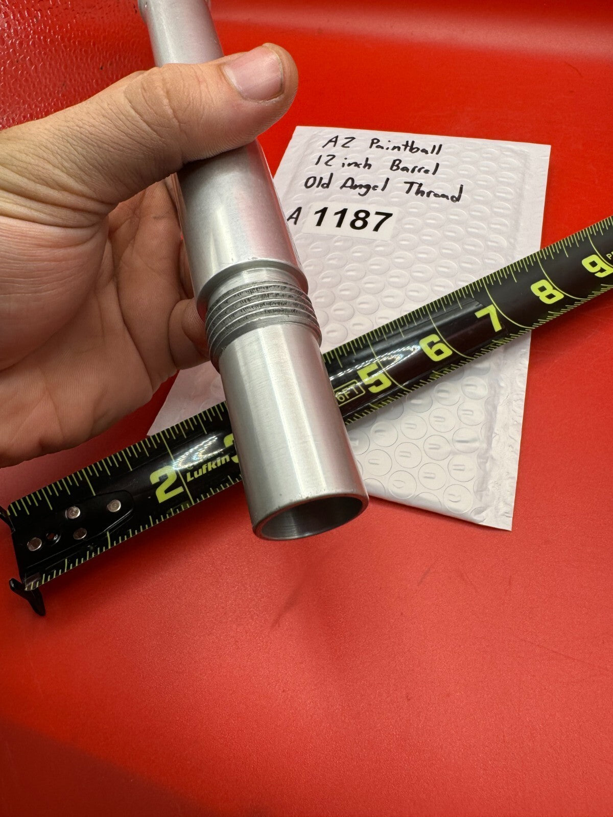 AZ Paintball 12 inch Barrel Old Angel Thread - used paintball barrel - silver