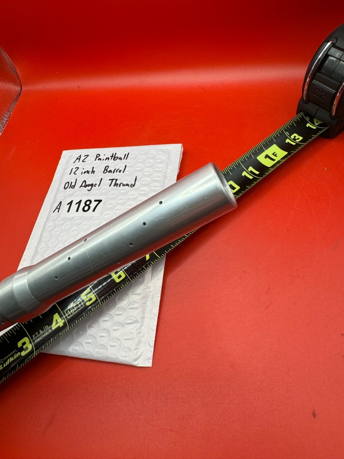 AZ Paintball 12 inch Barrel Old Angel Thread - used paintball barrel - silver