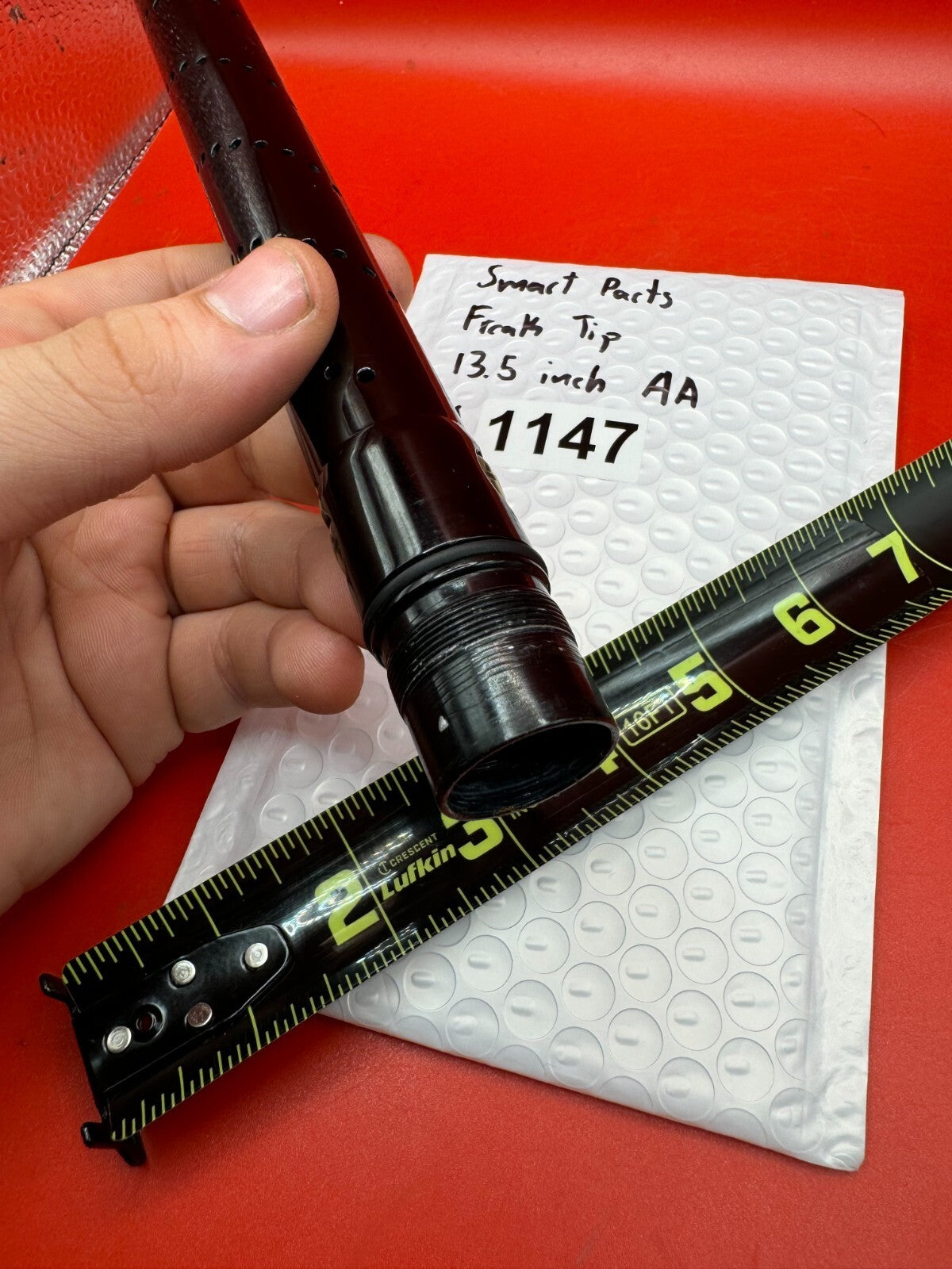 Smart Parts Freak Tip 13.5 inch AA - used paintball barrel tip - black anno