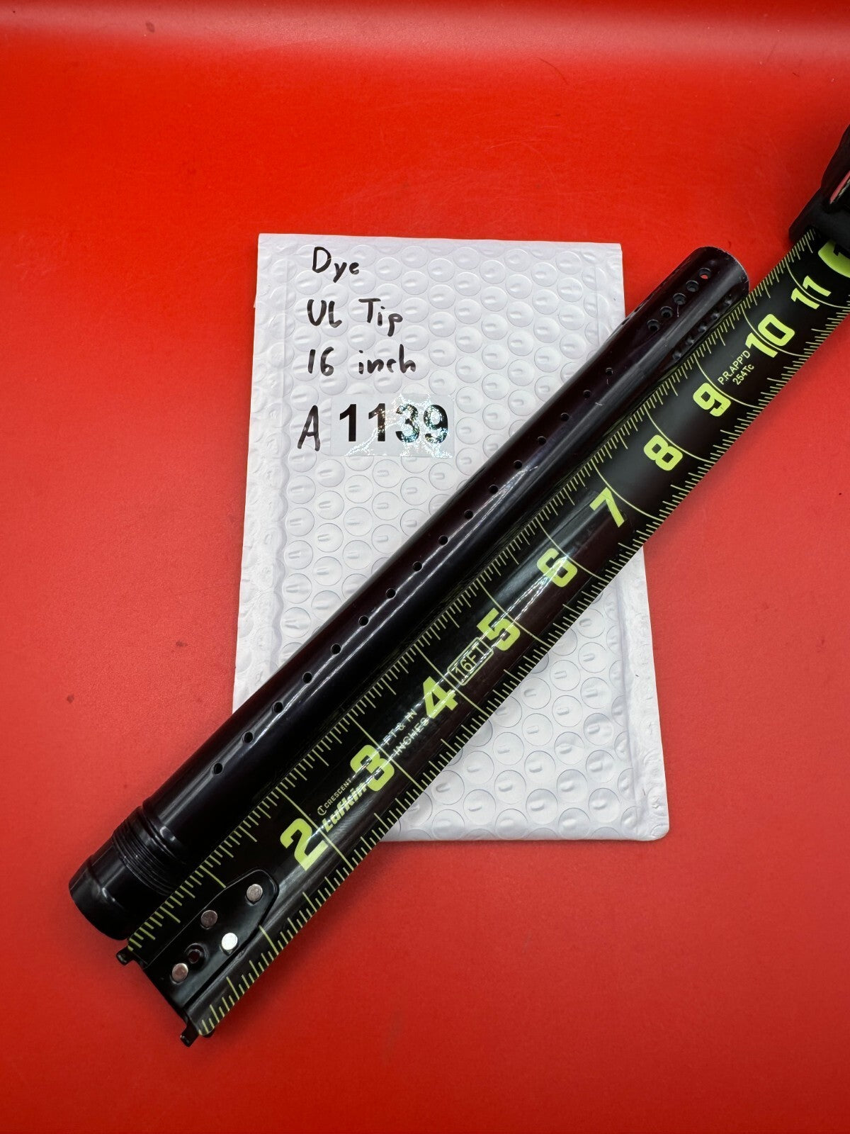 Dye UL Tip 16 inch - used paintball barrel tip - black anno
