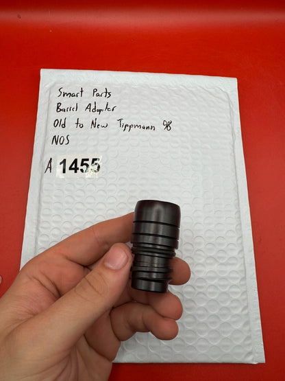 Smart Parts Paintball Barrel Adopter Old to New Tippmann 98 NOS - used paintball barrel adapter - black