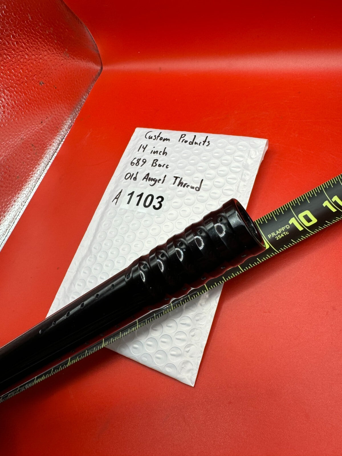 Custom Products 14 inch 689 Bore Old Angel Thread - used paintball barrel (one-piece) - black anno
