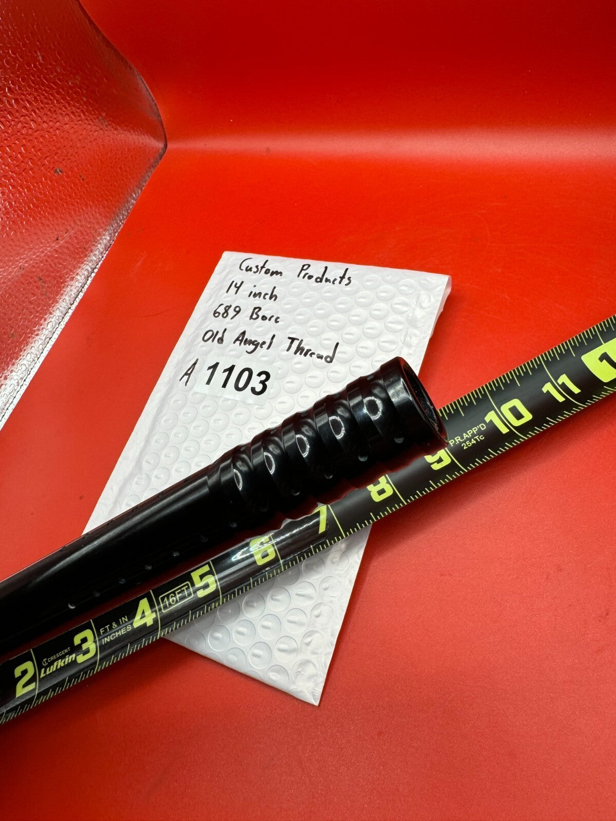 Custom Products 14 inch 689 Bore Old Angel Thread - used paintball barrel (one-piece) - black anno
